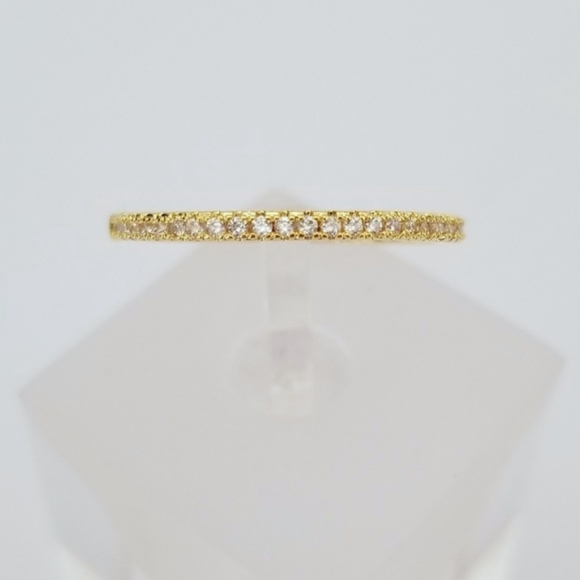 18k Yellow Gold Pave Band - Picture 3 of 8